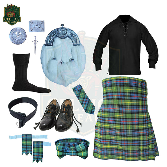 Ferguson Ancient Full Scottish Highland Dress Set for Men – Traditional Clan Outfit with Kilt, Sporran & Accessories
