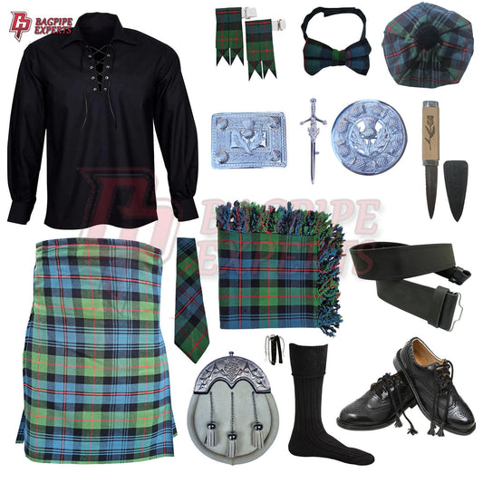 Gunn Ancient Tartan Complete Highland Dress Set – Full Scottish Kilt Outfit with Accessories
