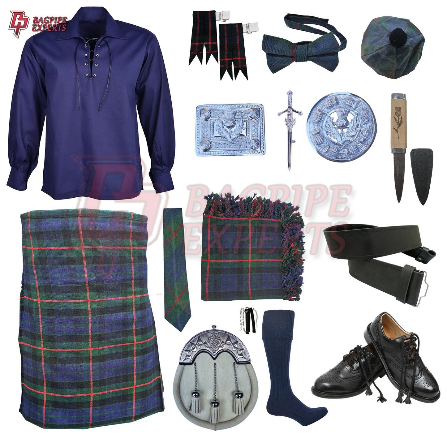 Gunn Modern Tartan Complete Highland Dress Set – Full Scottish Kilt Outfit with Accessories