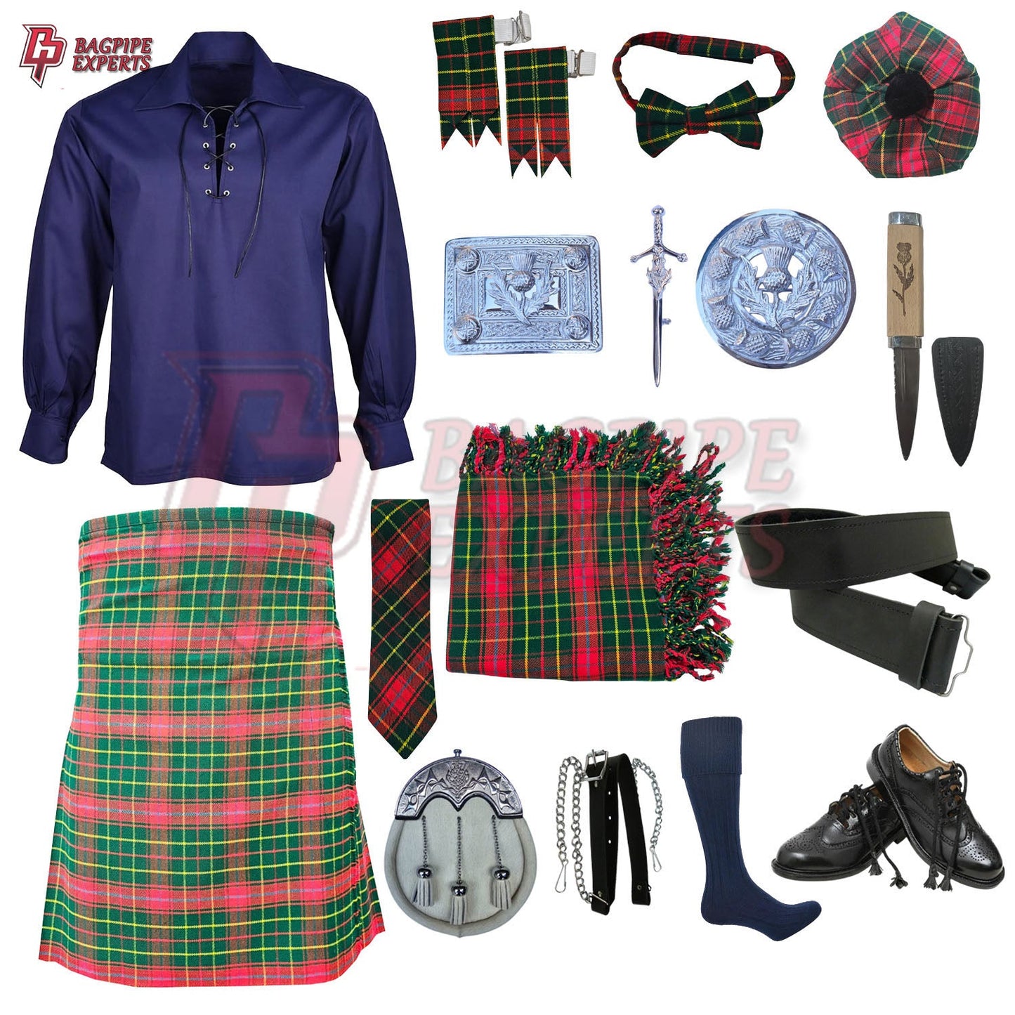 Burnett Modern Tartan Complete Highland Dress Set – Full Scottish Kilt Outfit with Accessories