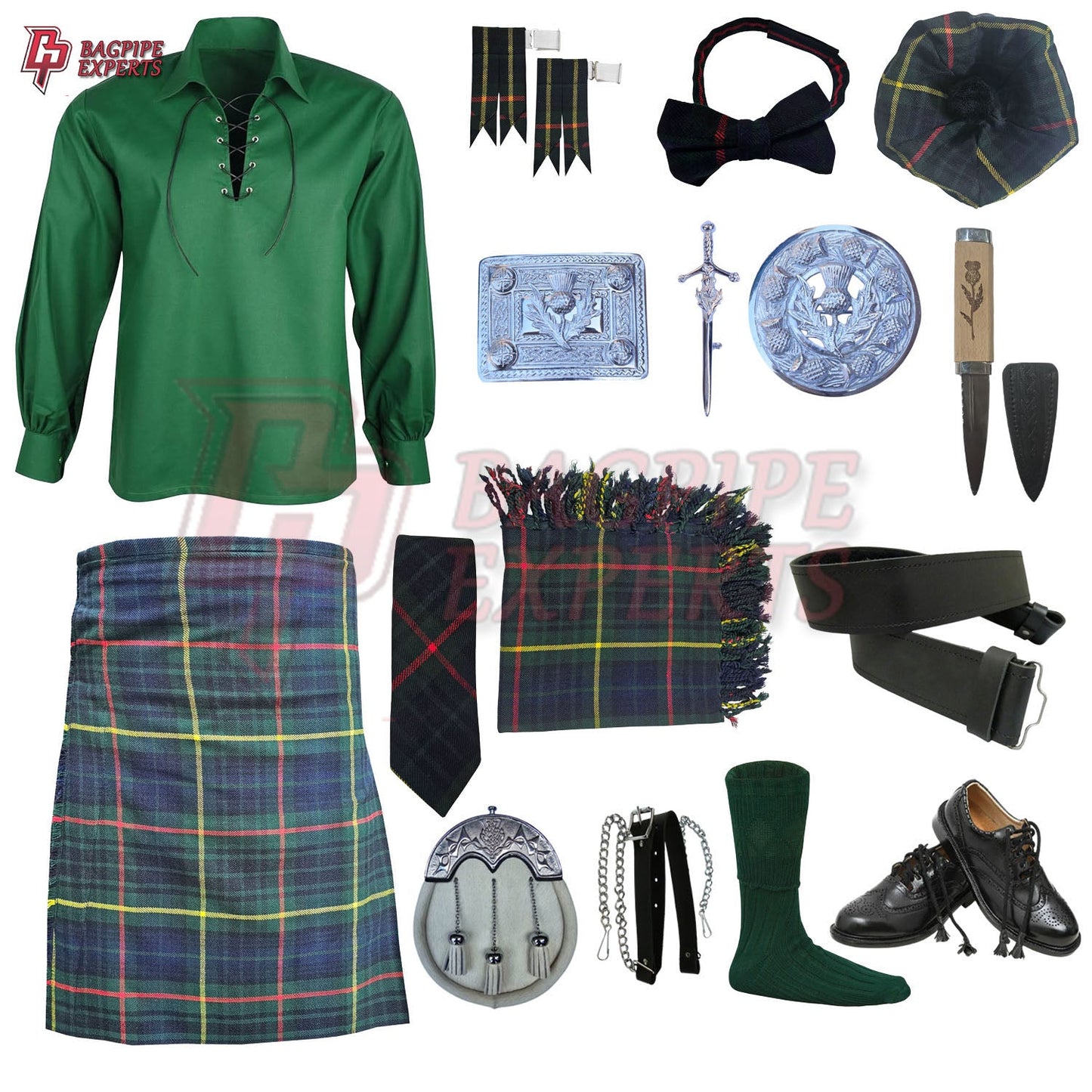 Hunting Stewart Tartan Kilt Outfit | Complete Highland Dress Set – Bagpipe Experts