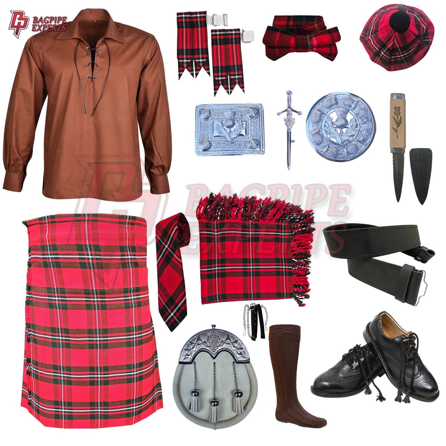 MacGregor Tartan Highland Dress Set | Full Kilt Outfit with Accessories – Bagpipe Experts