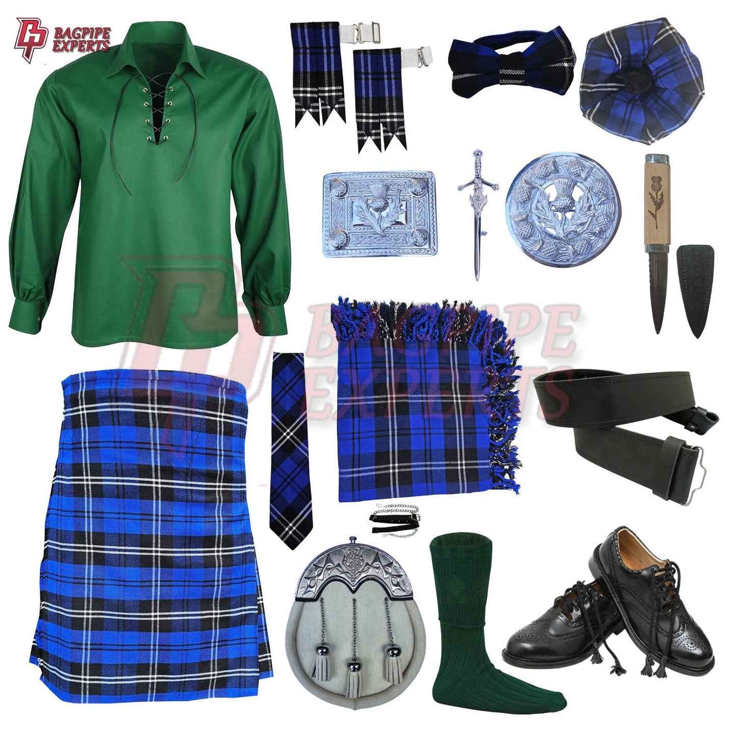 Ramsay Blue Tartan Complete Highland Dress Set – Full Traditional Scottish Kilt Outfit