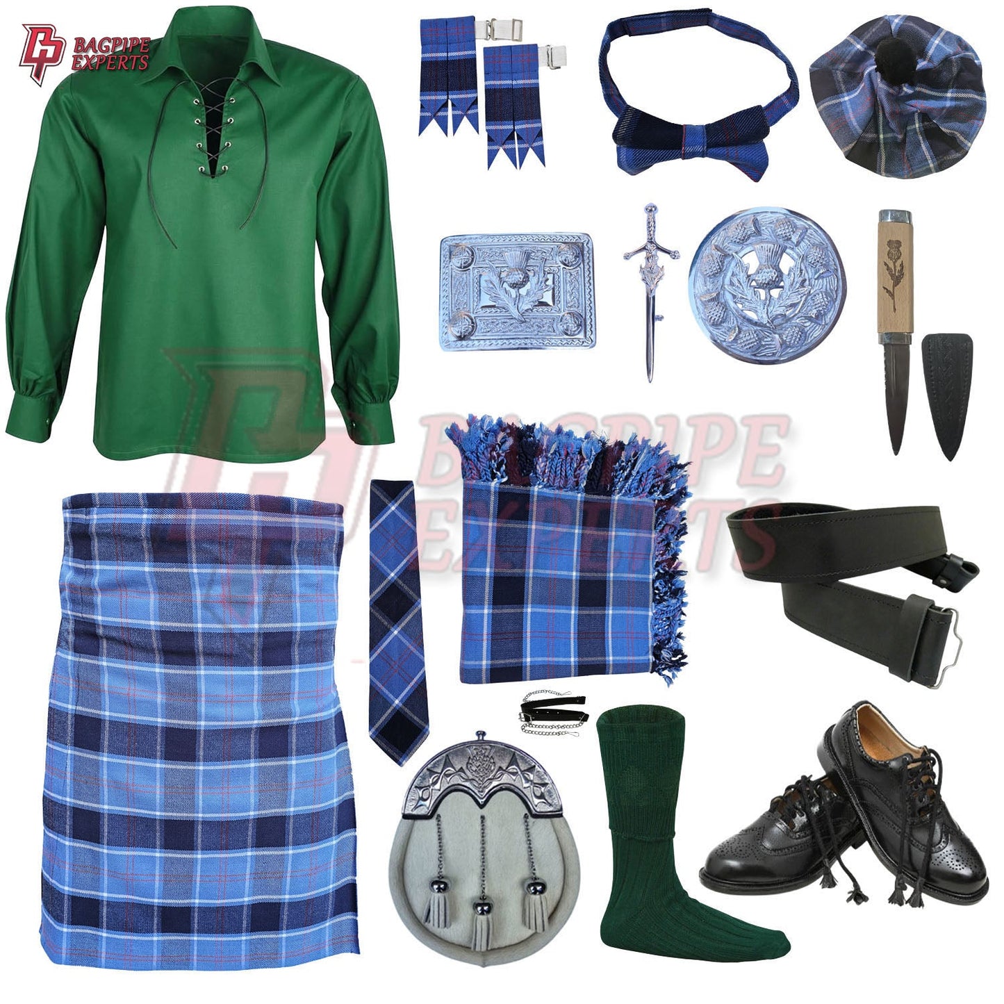 U.S. Navy Tartan Complete Highland Dress Set – Full Scottish Kilt Outfit with Accessories