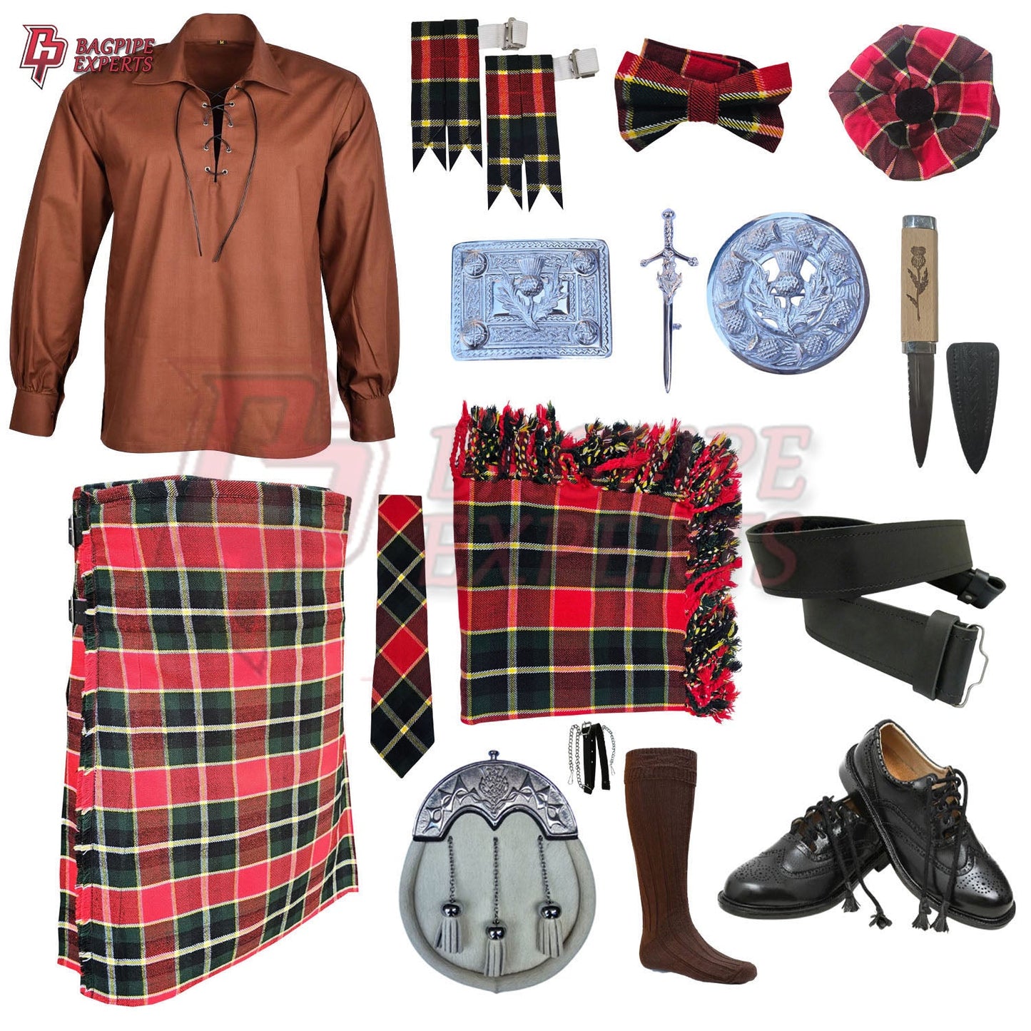 MacLachlan Tartan Complete Highland Dress Set – Full Kilt Outfit with Accessories