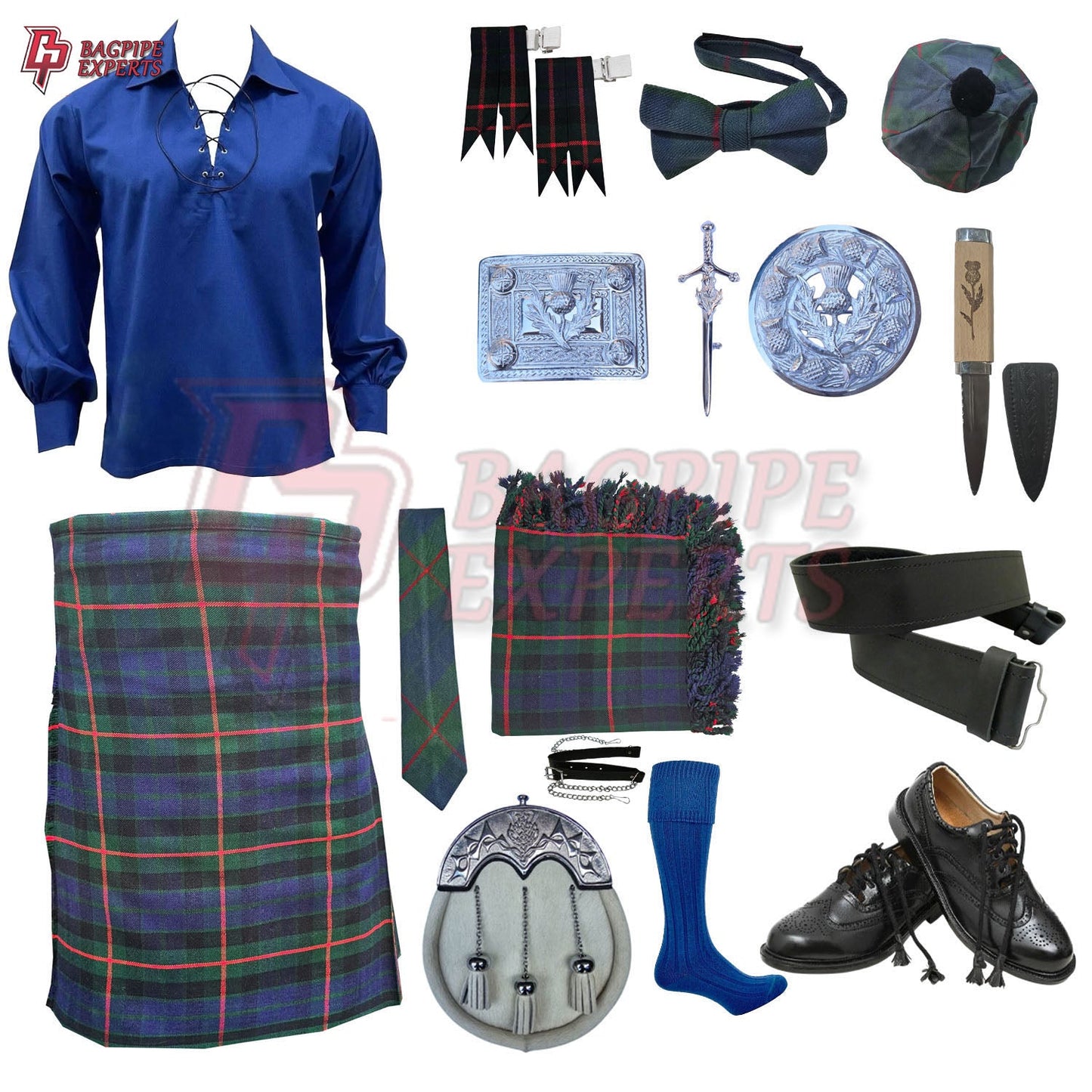 Gunn Modern Tartan Complete Highland Dress Set – Full Scottish Kilt Outfit with Accessories