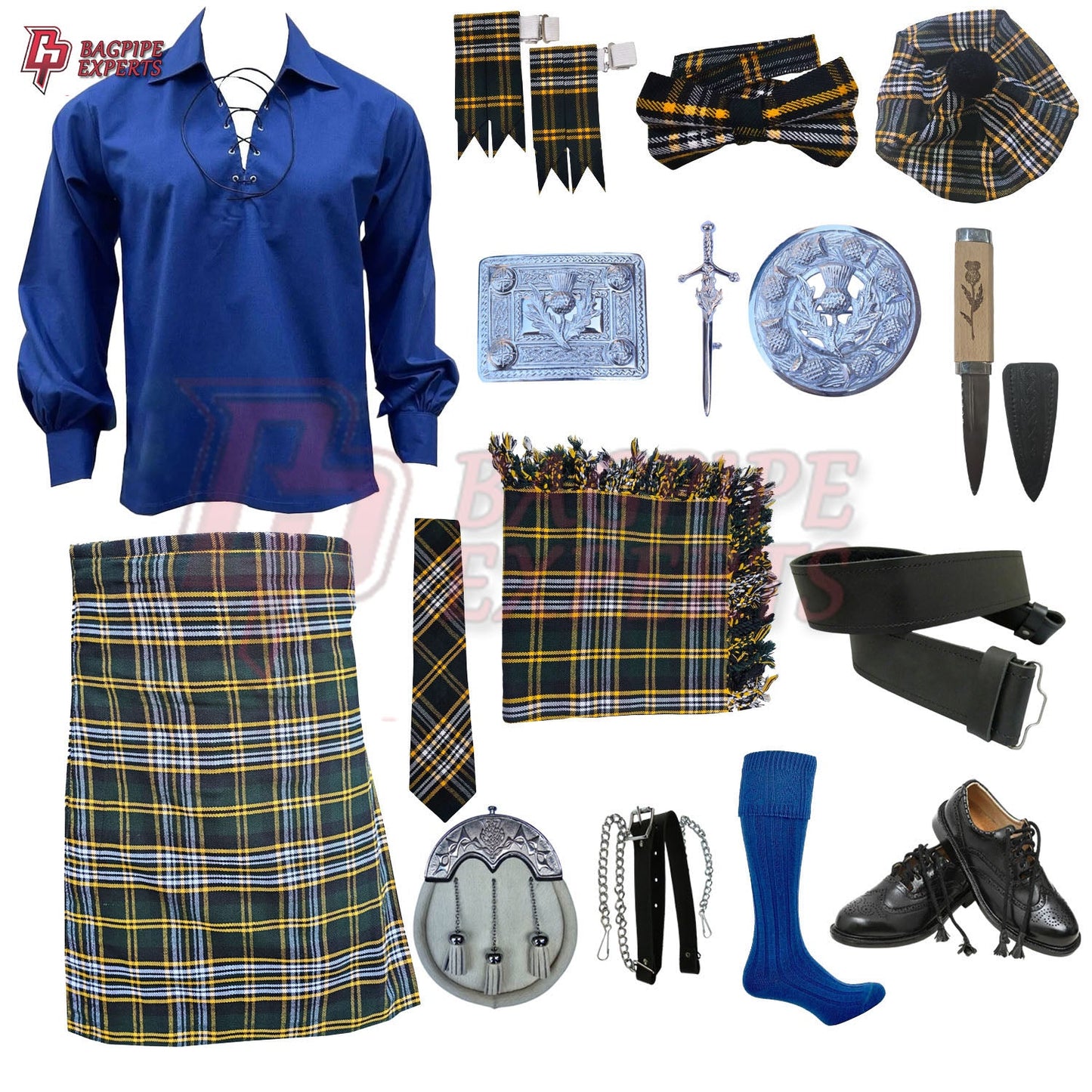 Heritage of Ireland Complete Highland Dress Set – Traditional Irish Tartan Kilt Outfit with Accessories