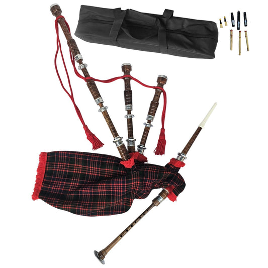 Great Highland Bagpipe – Natural Wood, MacDonald Tartan, Reeds & Carry Bag