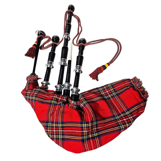 Great Highland Bagpipe Scottish Tartan Silver Mounts Rosewood Black Finish NEW