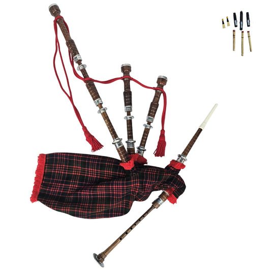 Great Highland Bagpipe – Natural Wood, MacDonald Tartan, Reeds & Carry Bag