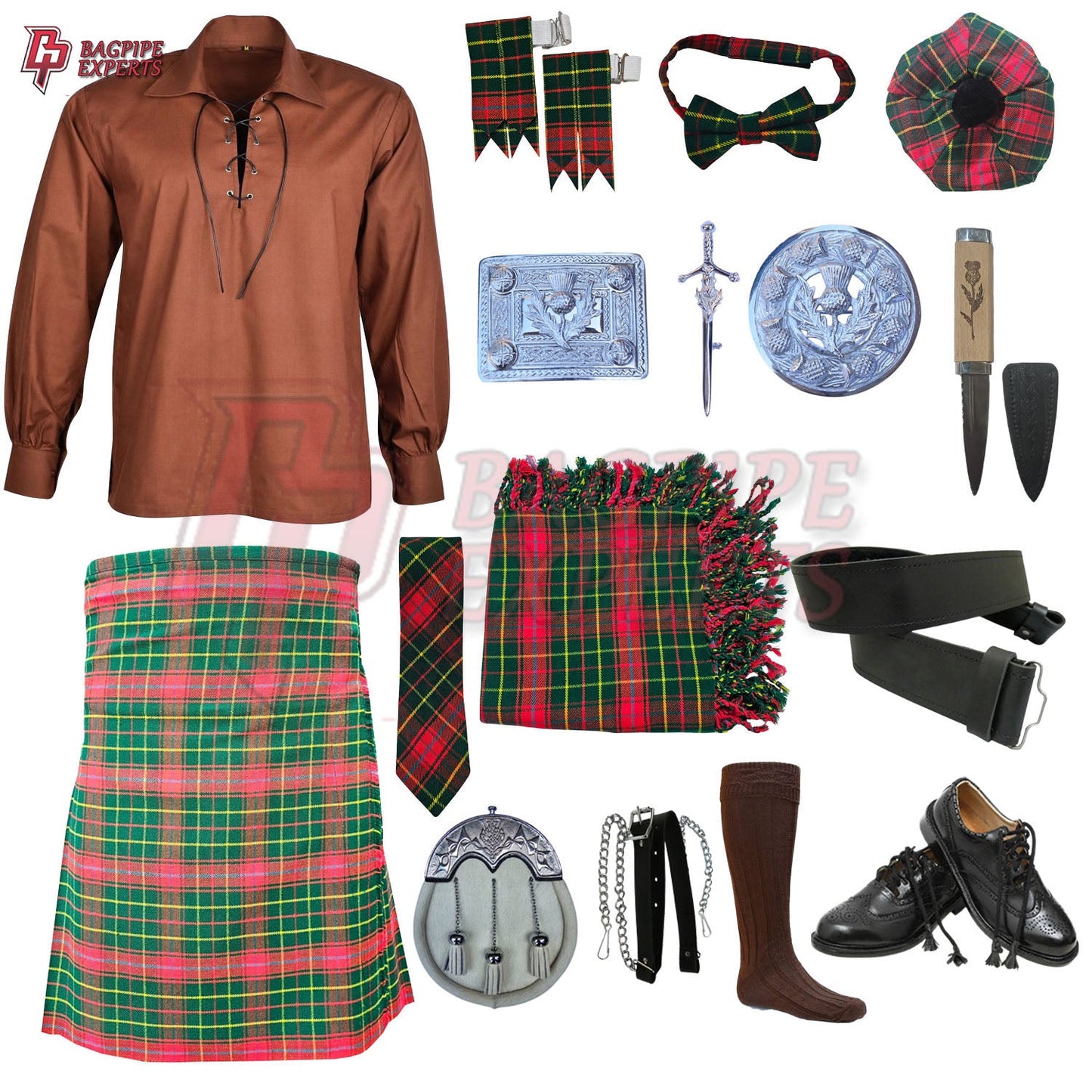 Burnett Modern Tartan Complete Highland Dress Set – Full Scottish Kilt Outfit with Accessories