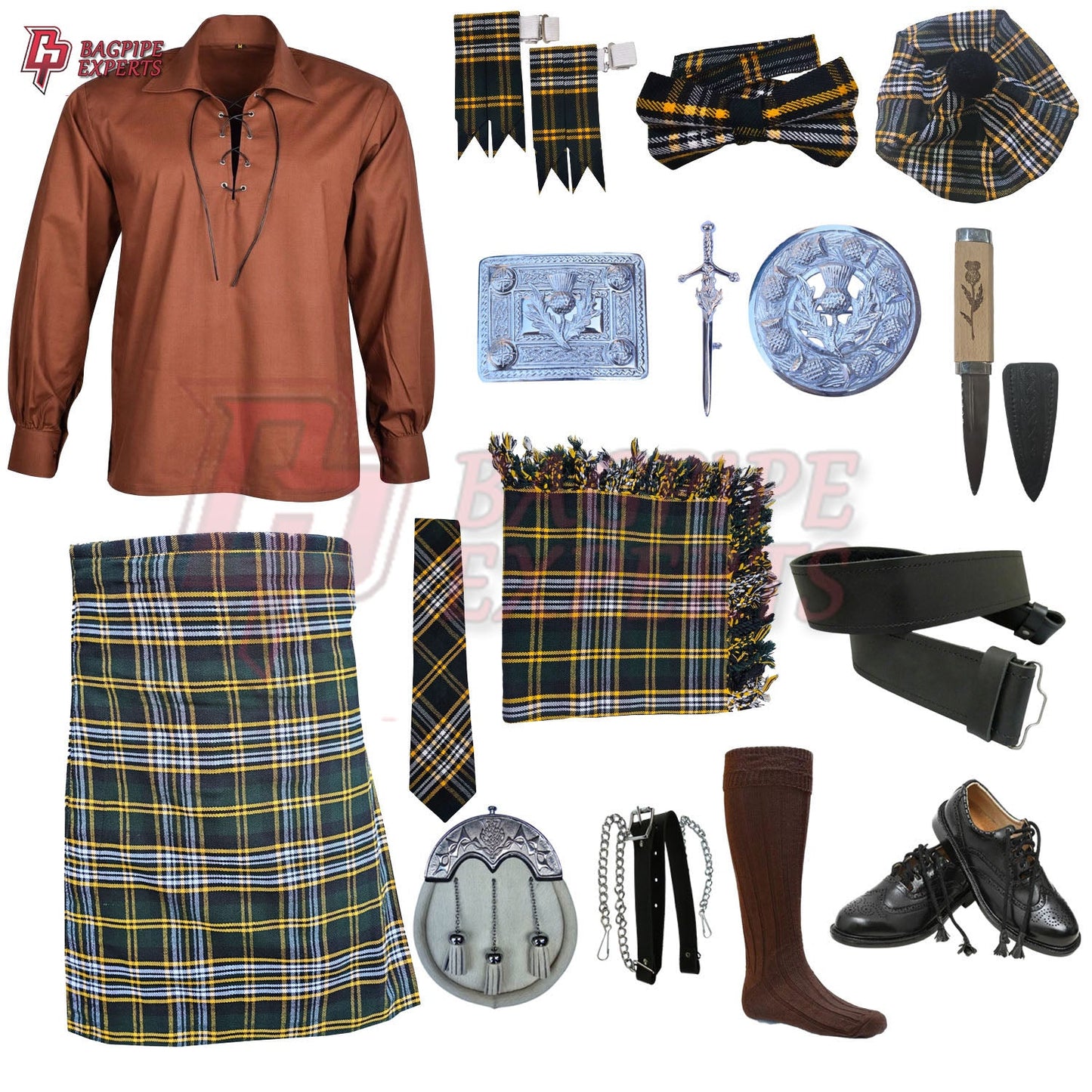 Heritage of Ireland Complete Highland Dress Set – Traditional Irish Tartan Kilt Outfit with Accessories