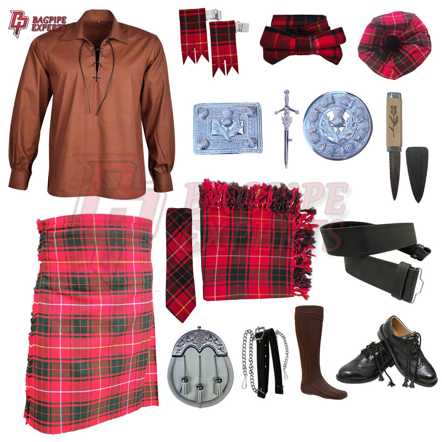 Bruce Modern Tartan Complete Highland Dress Set – Full Kilt Outfit with Accessories