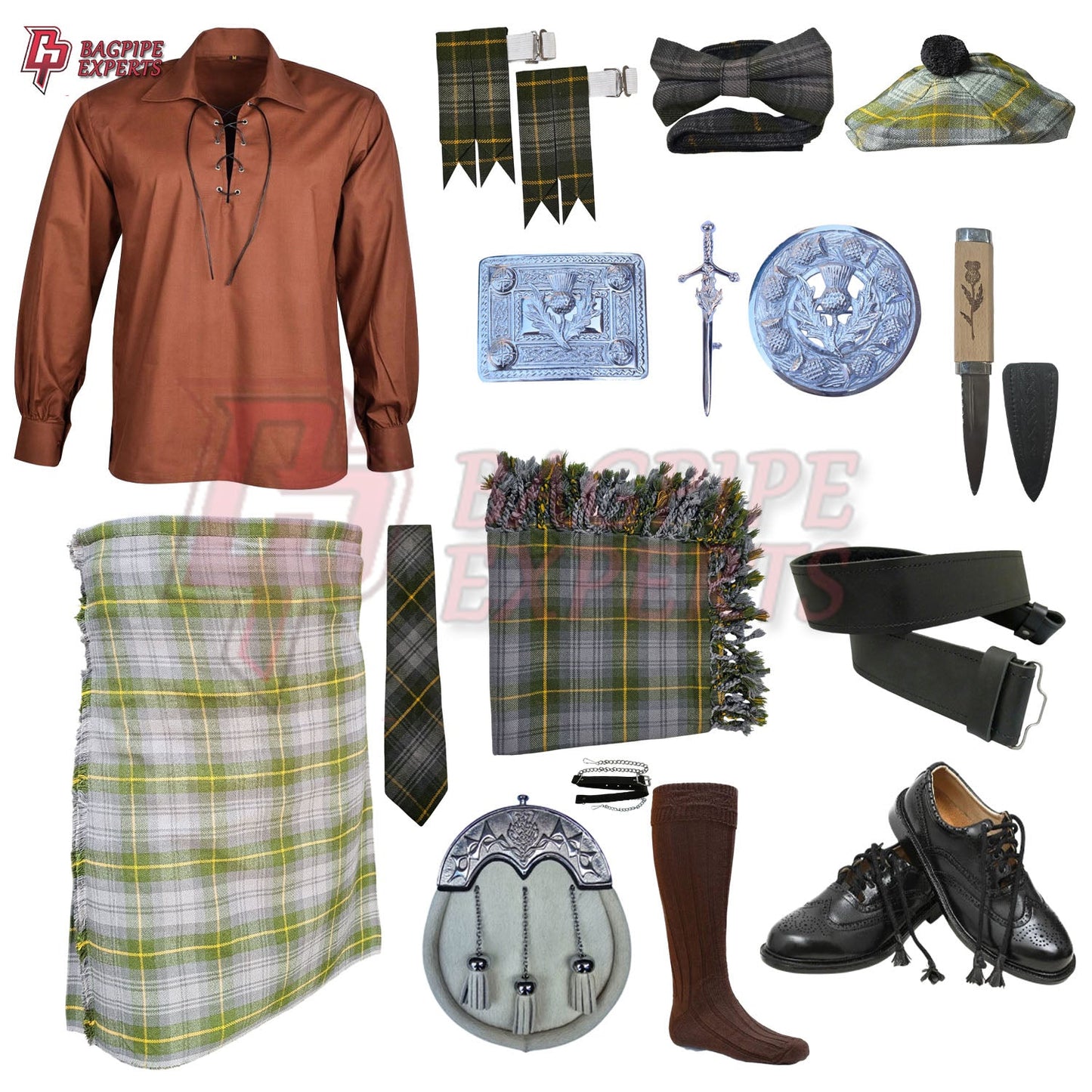 Gordon Weather Tartan Kilt Outfit | Full Highland Dress Set – Bagpipe Experts