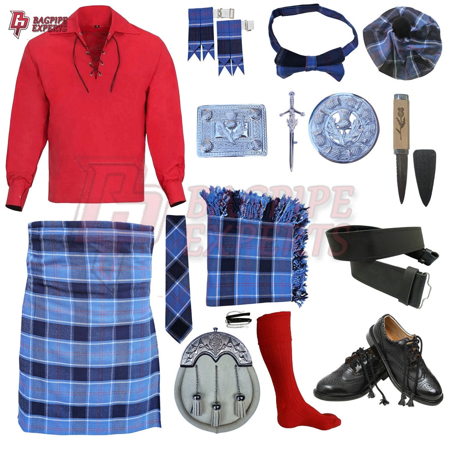 U.S. Navy Tartan Complete Highland Dress Set – Full Scottish Kilt Outfit with Accessories