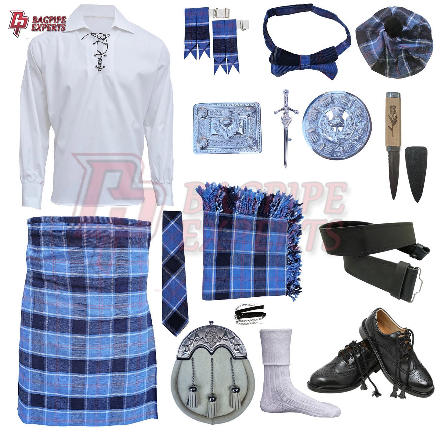 U.S. Navy Tartan Complete Highland Dress Set – Full Scottish Kilt Outfit with Accessories