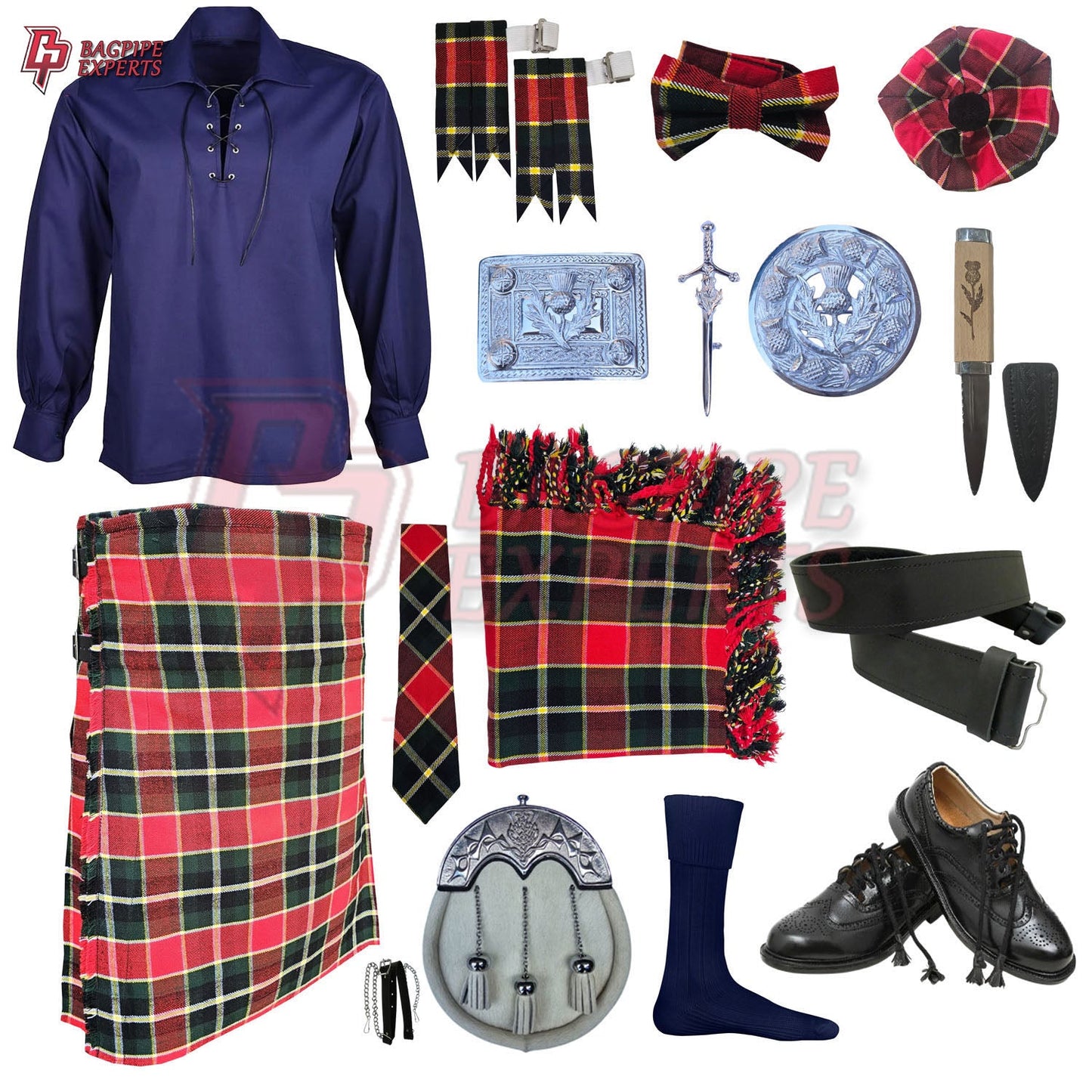 MacLachlan Tartan Complete Highland Dress Set – Full Kilt Outfit with Accessories