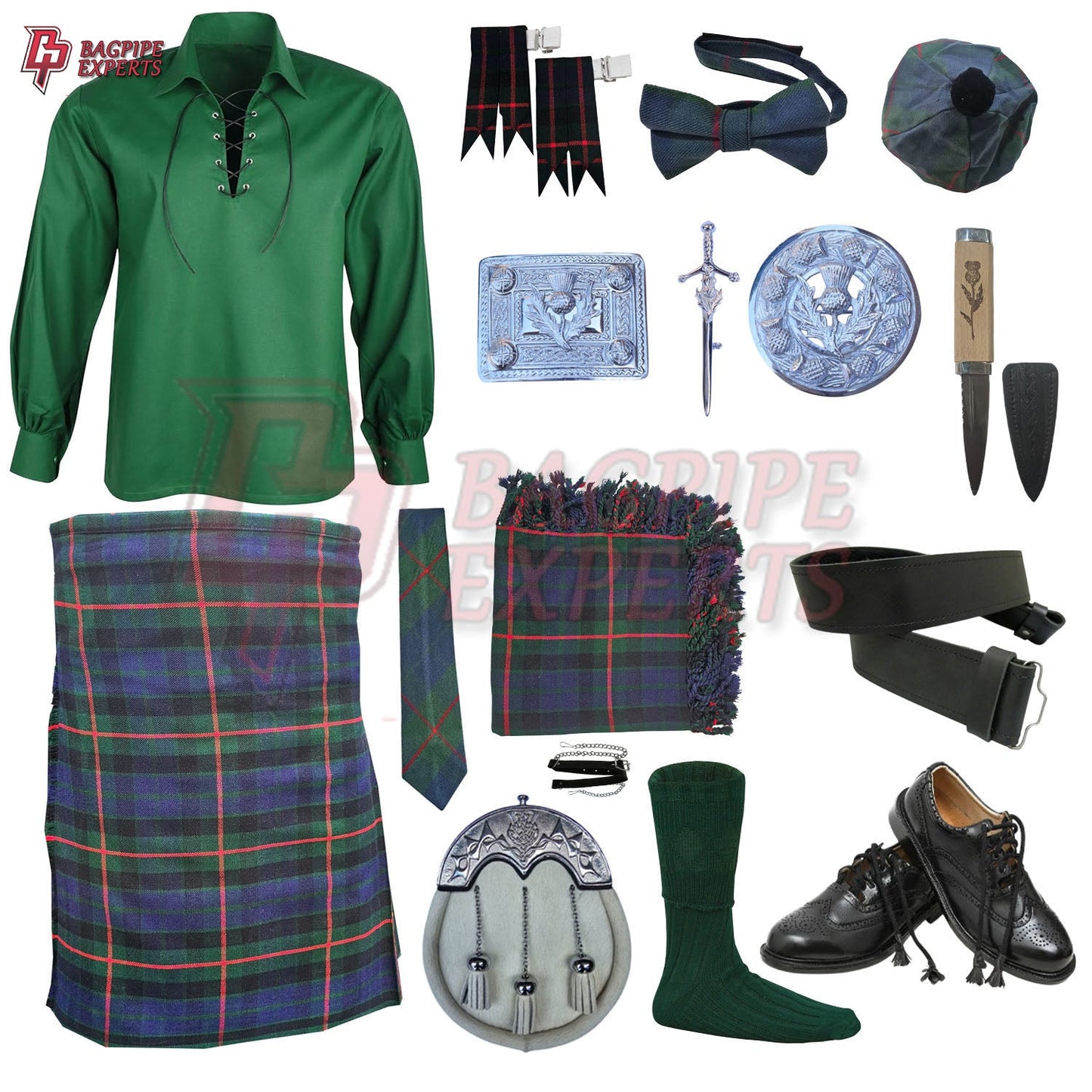 Gunn Modern Tartan Complete Highland Dress Set – Full Scottish Kilt Outfit with Accessories