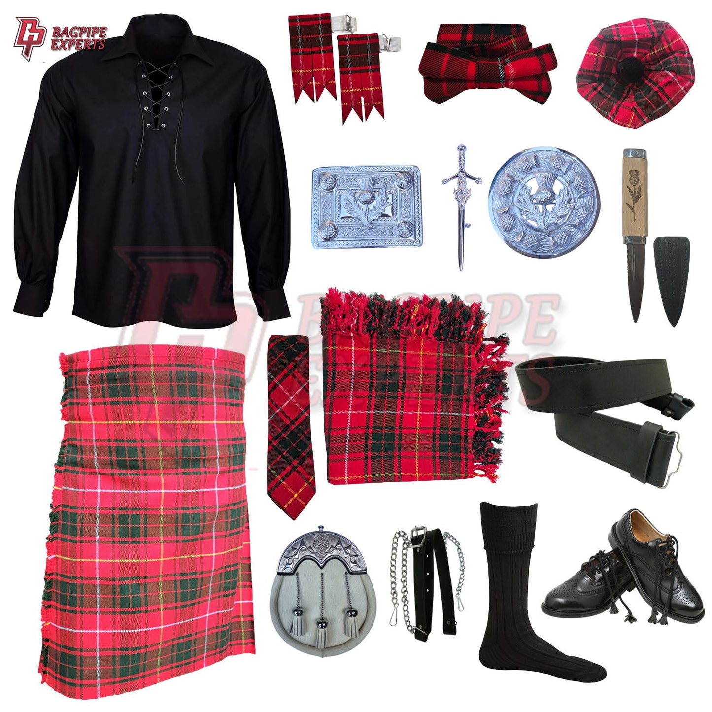 Bruce Modern Tartan Complete Highland Dress Set – Full Kilt Outfit with Accessories
