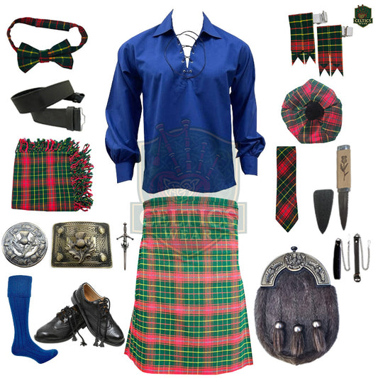 Burnett Modern Tartan Complete Highland Dress Set – Full Scottish Kilt Outfit with Accessories