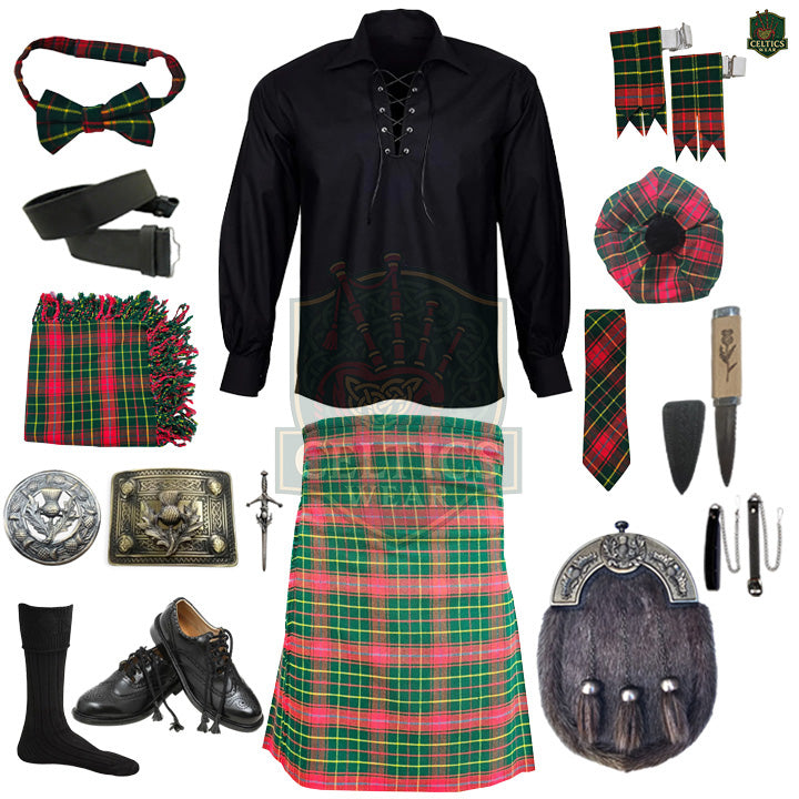 Burnett Modern Tartan Complete Highland Dress Set – Full Scottish Kilt Outfit with Accessories