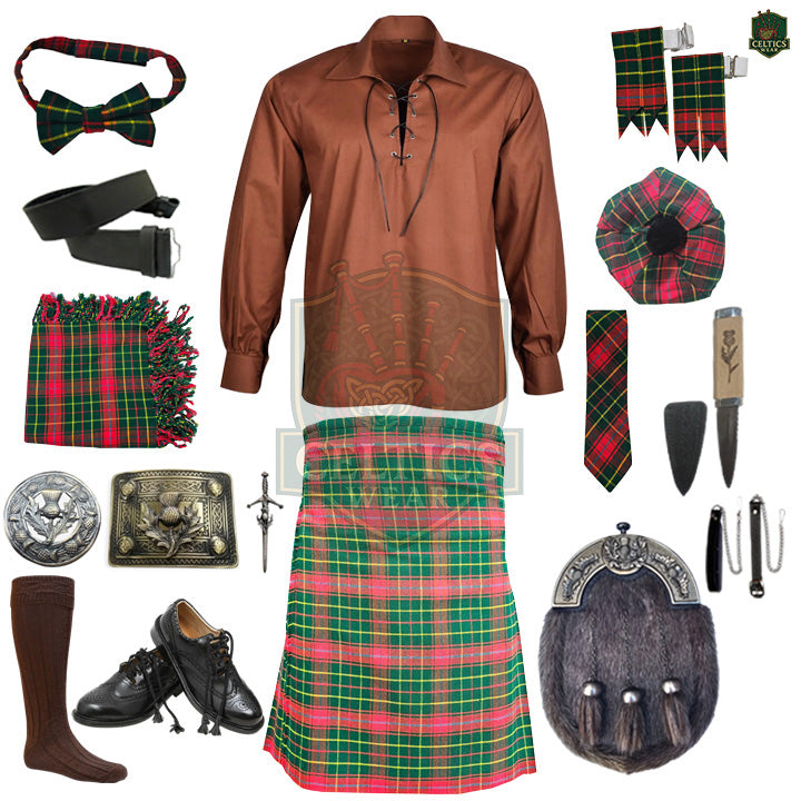 Burnett Modern Tartan Complete Highland Dress Set – Full Scottish Kilt Outfit with Accessories