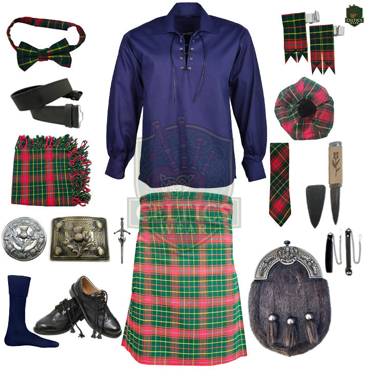 Burnett Modern Tartan Complete Highland Dress Set – Full Scottish Kilt Outfit with Accessories