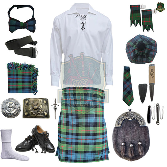 Gunn Ancient Tartan Complete Highland Dress Set – Full Scottish Kilt Outfit with Accessories
