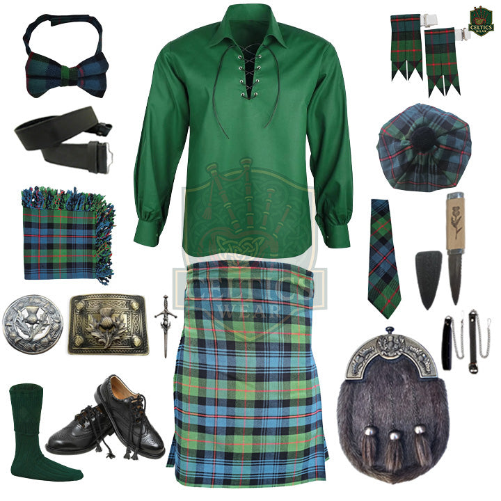 Gunn Ancient Tartan Complete Highland Dress Set – Full Scottish Kilt Outfit with Accessories