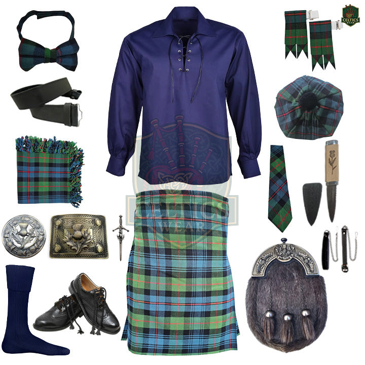 Gunn Ancient Tartan Complete Highland Dress Set – Full Scottish Kilt Outfit with Accessories