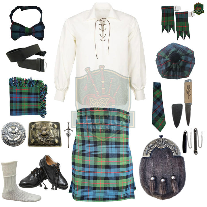 Gunn Ancient Tartan Complete Highland Dress Set – Full Scottish Kilt Outfit with Accessories