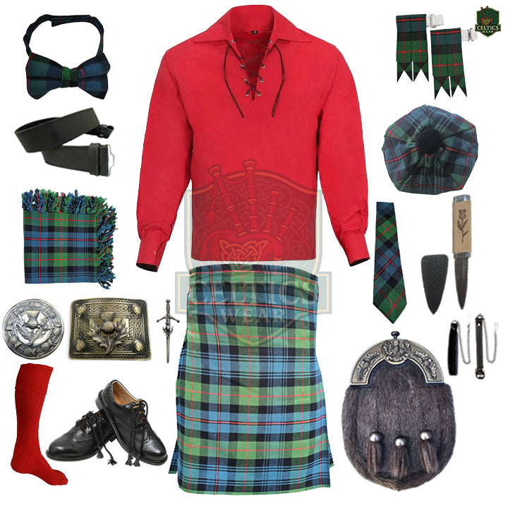 Gunn Ancient Tartan Complete Highland Dress Set – Full Scottish Kilt Outfit with Accessories