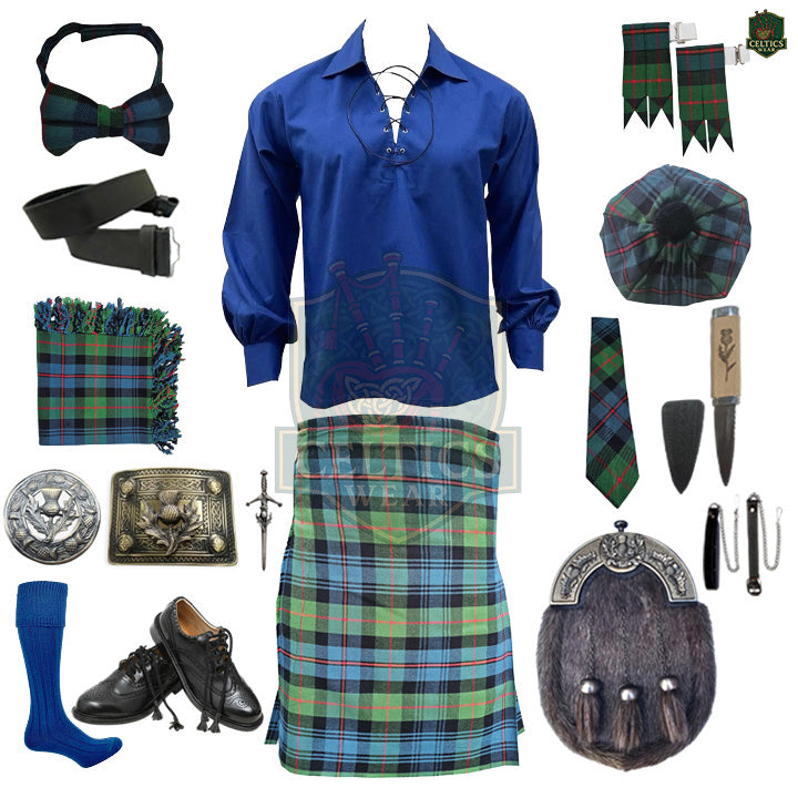 Gunn Ancient Tartan Complete Highland Dress Set – Full Scottish Kilt Outfit with Accessories