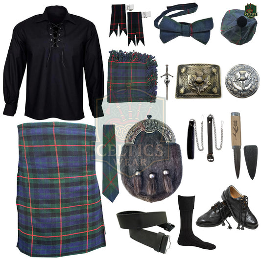 Gunn Modern Tartan Complete Highland Dress Set – Full Scottish Kilt Outfit with Accessories