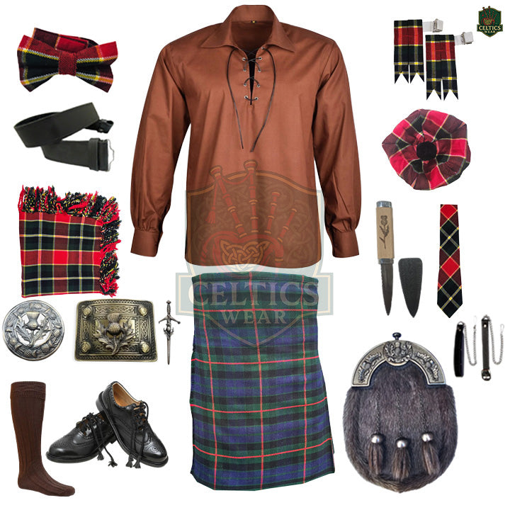 Gunn Modern Tartan Complete Highland Dress Set – Full Scottish Kilt Outfit with Accessories