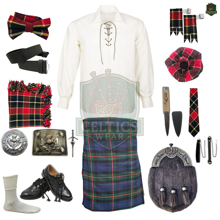 Gunn Modern Tartan Complete Highland Dress Set – Full Scottish Kilt Outfit with Accessories