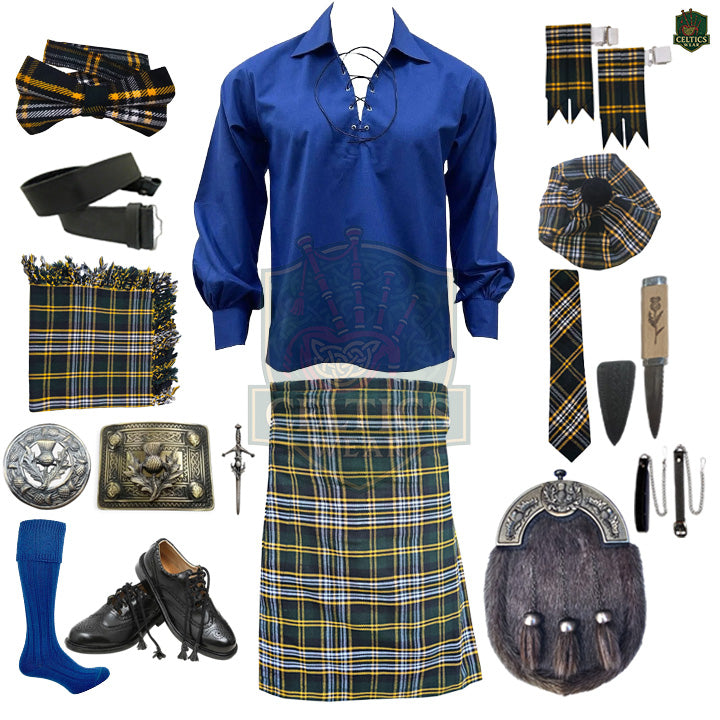Heritage of Ireland Complete Highland Dress Set – Traditional Irish Tartan Kilt Outfit with Accessories