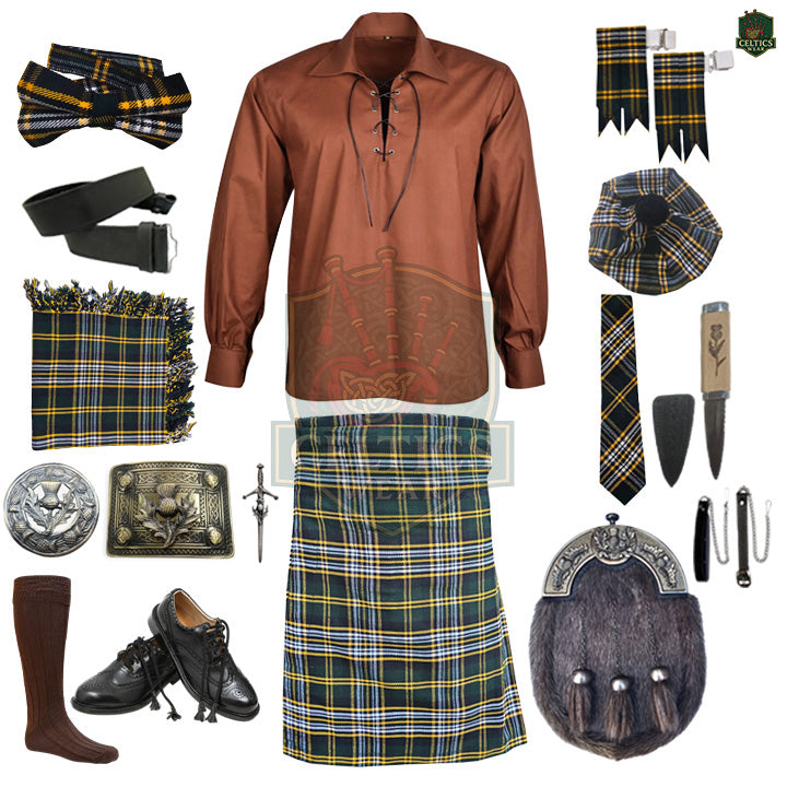 Heritage of Ireland Complete Highland Dress Set – Traditional Irish Tartan Kilt Outfit with Accessories