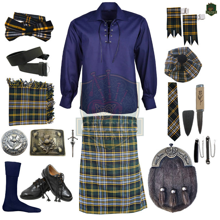 Heritage of Ireland Complete Highland Dress Set – Traditional Irish Tartan Kilt Outfit with Accessories