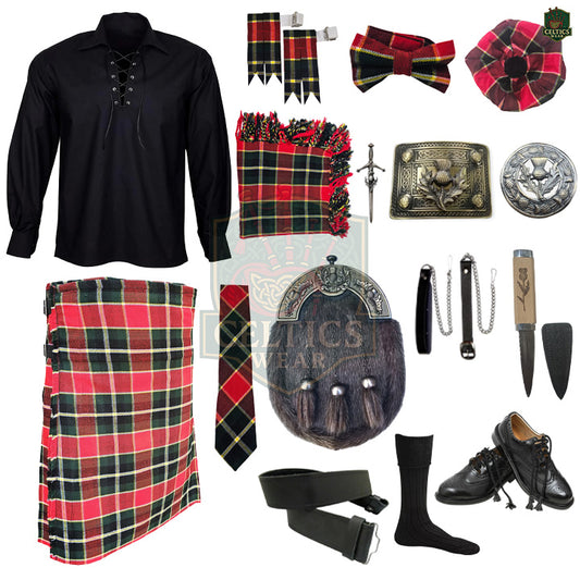 MacLachlan Tartan Complete Highland Dress Set – Full Kilt Outfit with Accessories