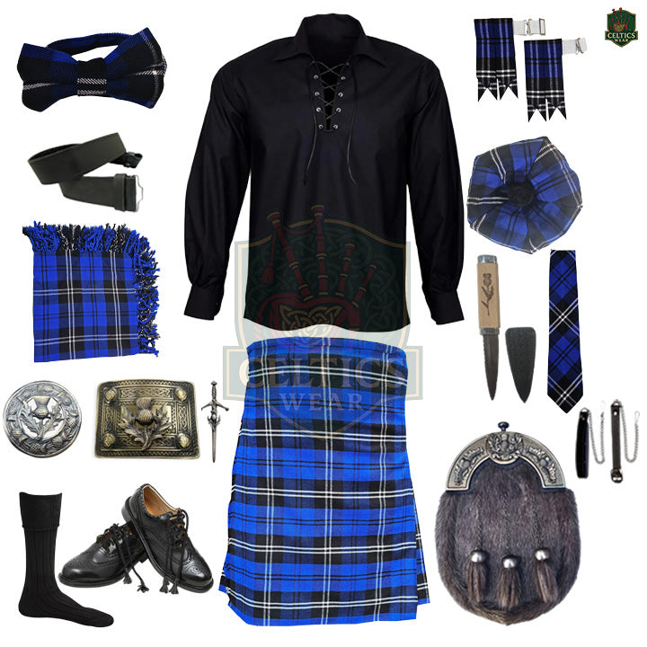 Ramsay Blue Tartan Complete Highland Dress Set – Full Traditional Scottish Kilt Outfit