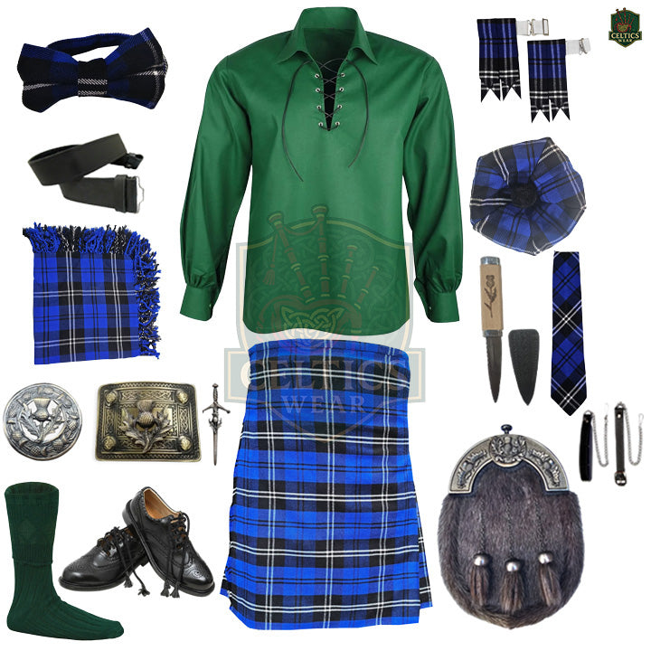 Ramsay Blue Tartan Complete Highland Dress Set – Full Traditional Scottish Kilt Outfit