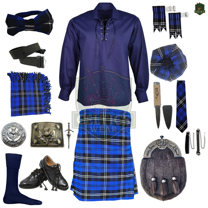 Ramsay Blue Tartan Complete Highland Dress Set – Full Traditional Scottish Kilt Outfit