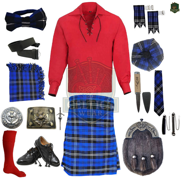 Ramsay Blue Tartan Complete Highland Dress Set – Full Traditional Scottish Kilt Outfit