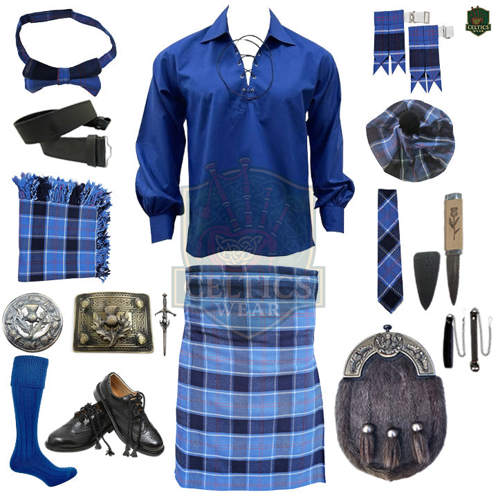 U.S. Navy Tartan Complete Highland Dress Set – Full Scottish Kilt Outfit with Accessories