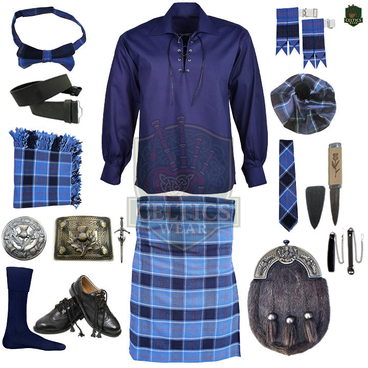 U.S. Navy Tartan Complete Highland Dress Set – Full Scottish Kilt Outfit with Accessories